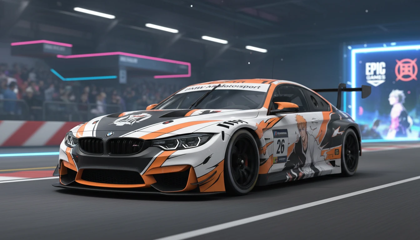 Bmw une forças com epic games e anime bleach em nova skin de carro de corrida